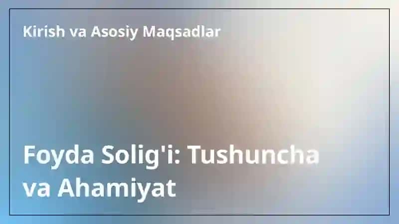Foyda soligʻi 3