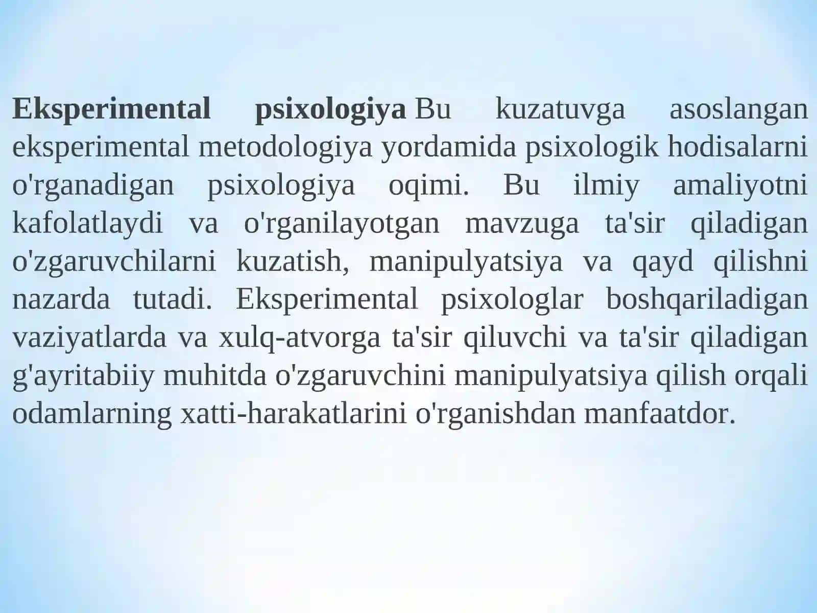 Eksperimental psixologiyaning hozirgi davrdagi holati. 3