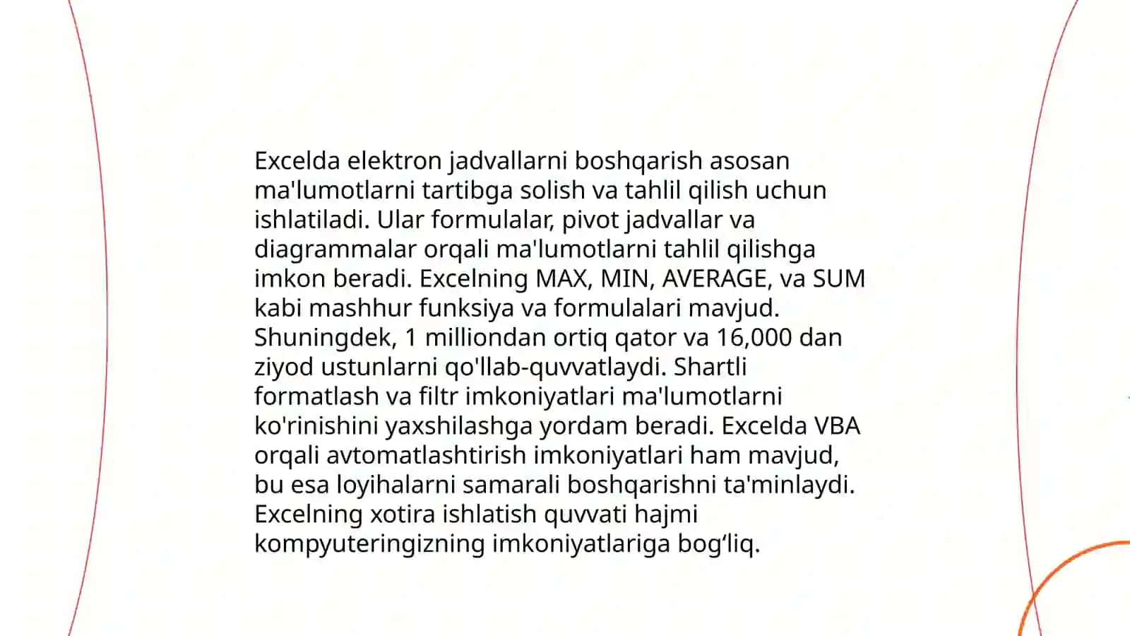 Excelda elektron jadvallarni boshqarish 3
