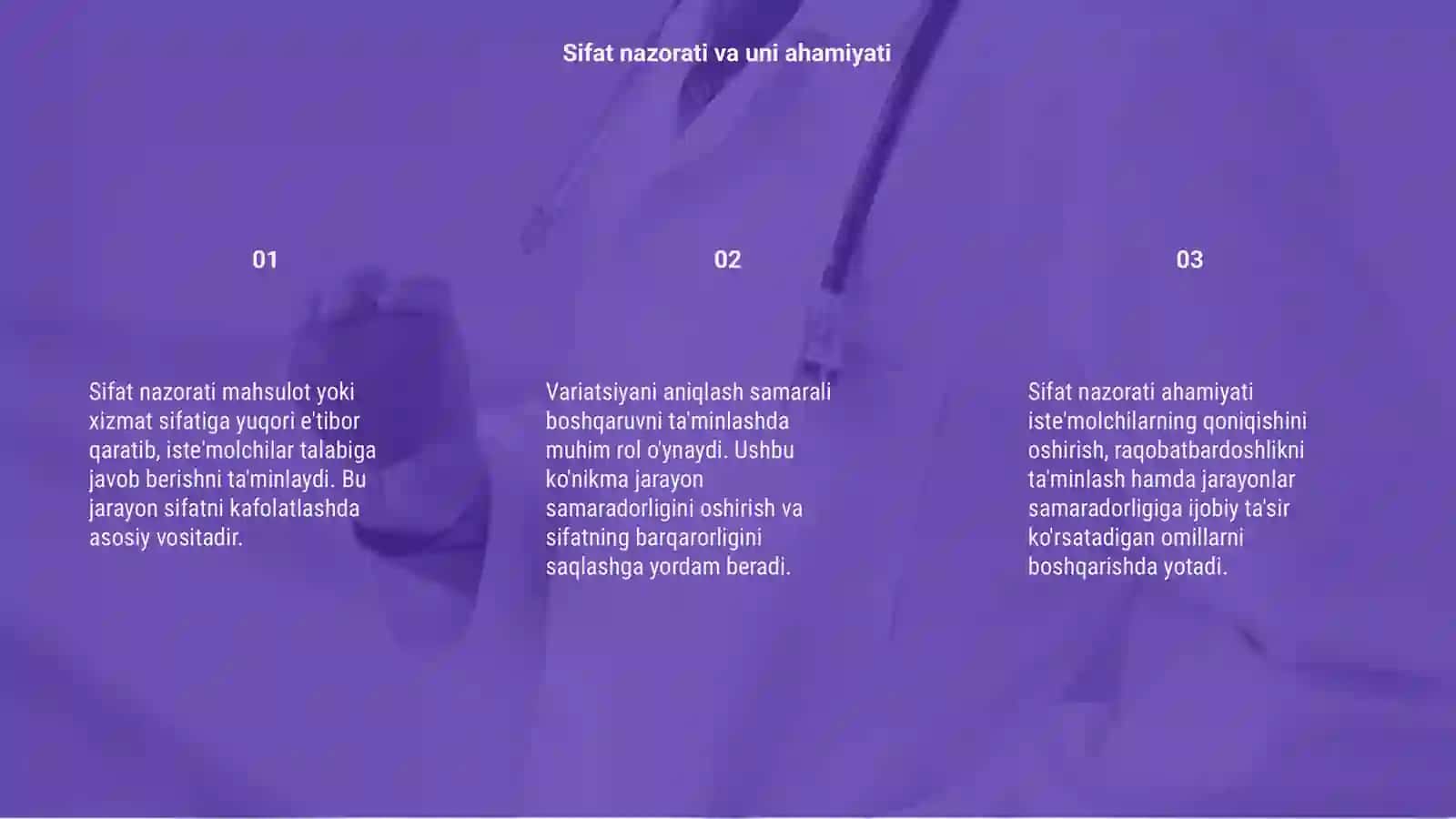 Sifat nazorati: Variatsiyani aniqlash va uni boshqarish 3