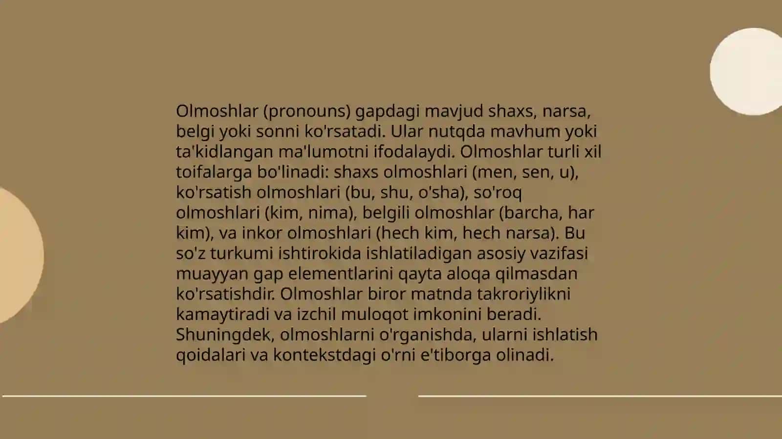 Olmoshining xususiyatlari va turlari 3