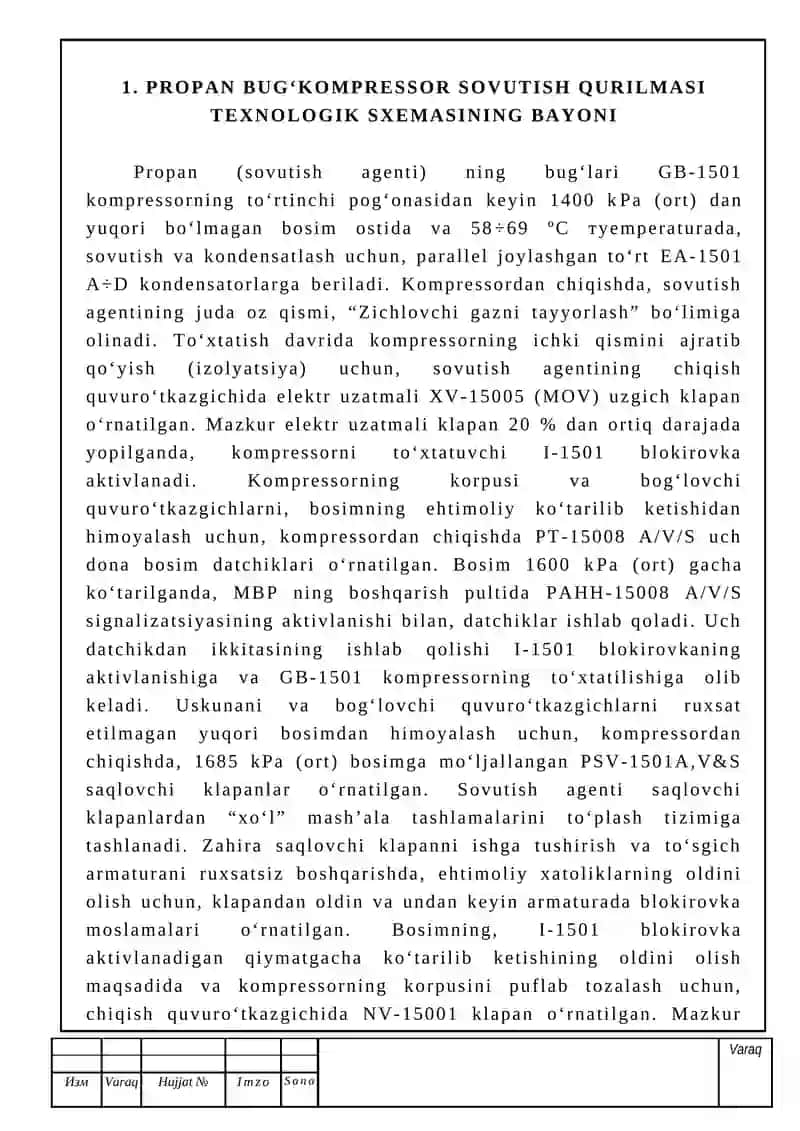 Propan bug‘kompressor sovutish qurilmasini avtomatlashtirish 3