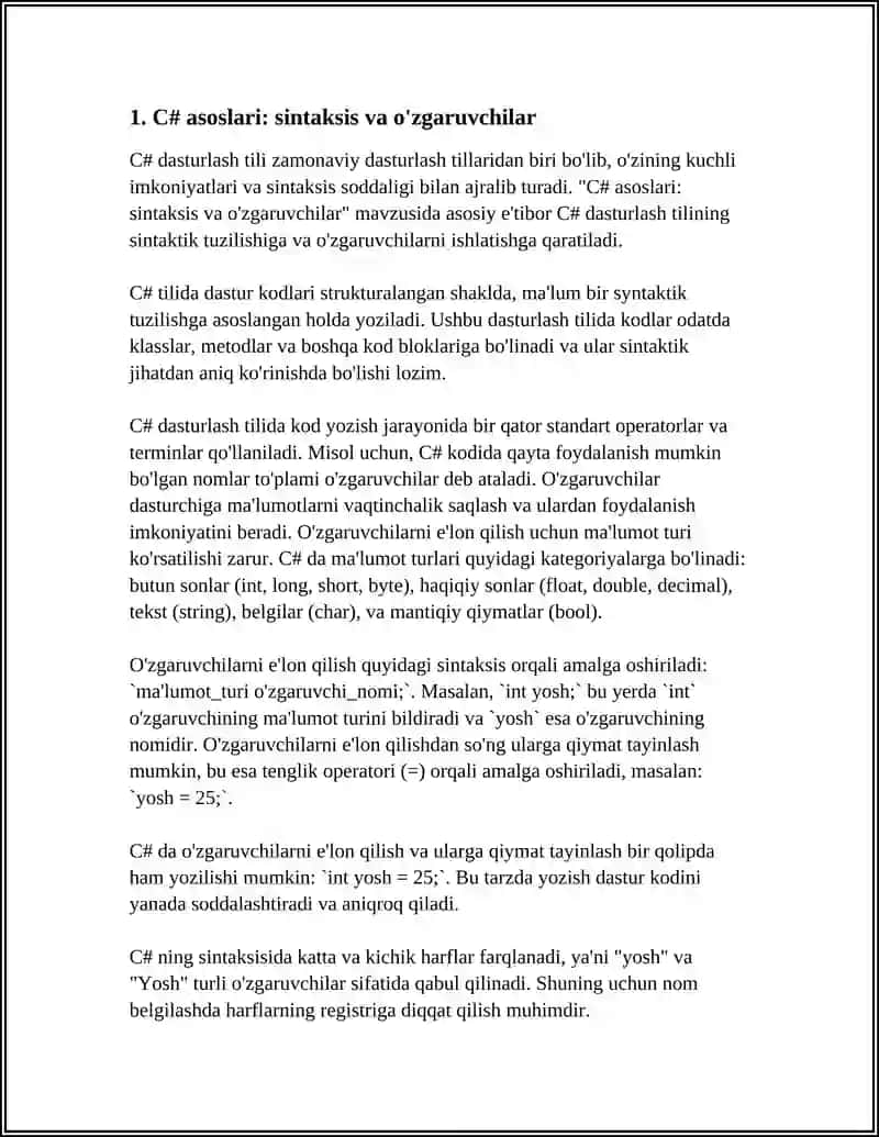 ZAMONAVIY DASTURLASH TILLARI C# 3