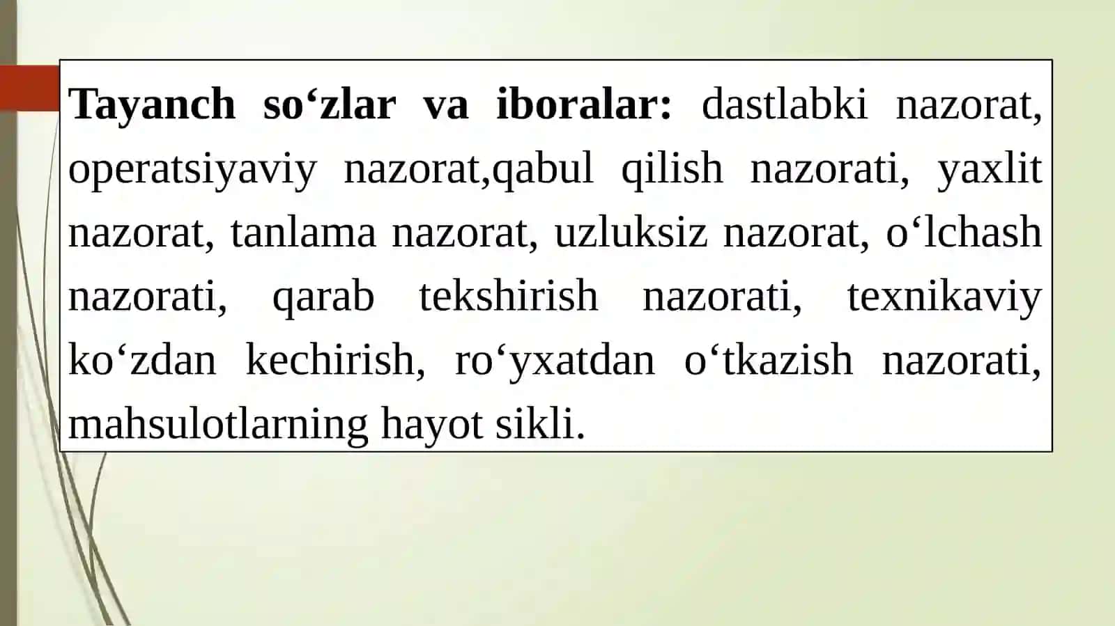 SIFAT NAZORATINI TASHKIL ETISH 3