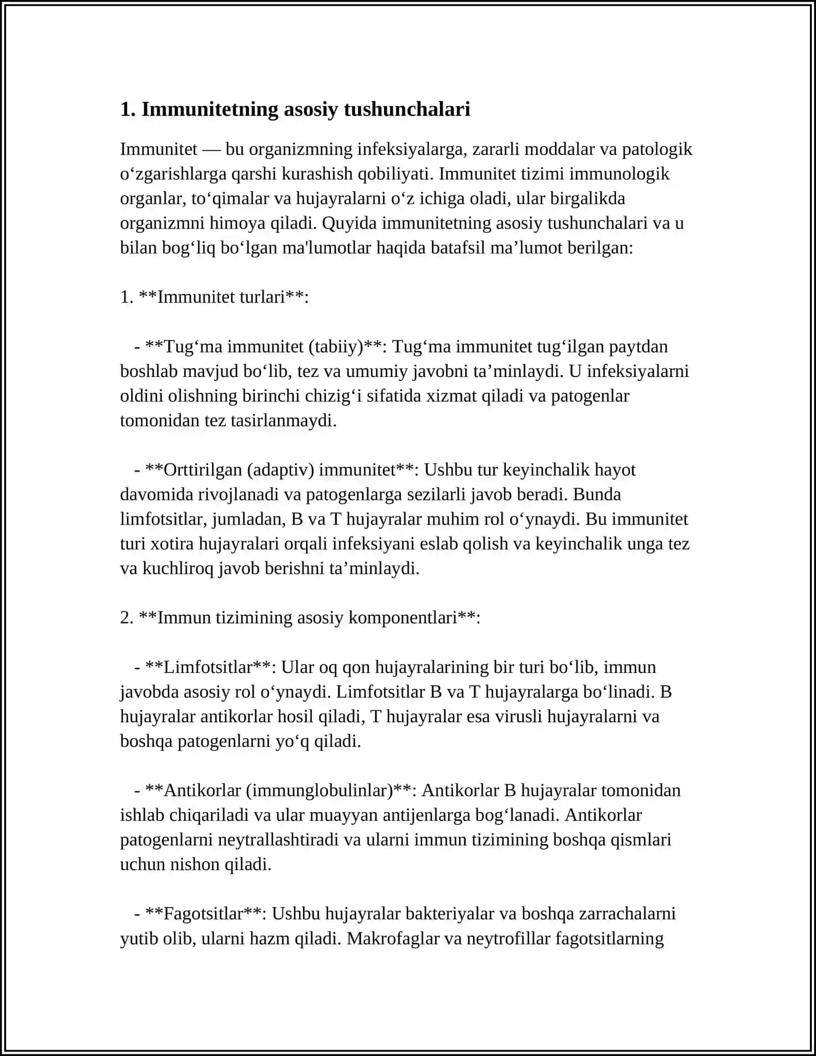 INFEKTSIYAGA QARSHI IMMUNE JAVOBNING FIZIK JIHATLARINI TAHLIL QILISH 3