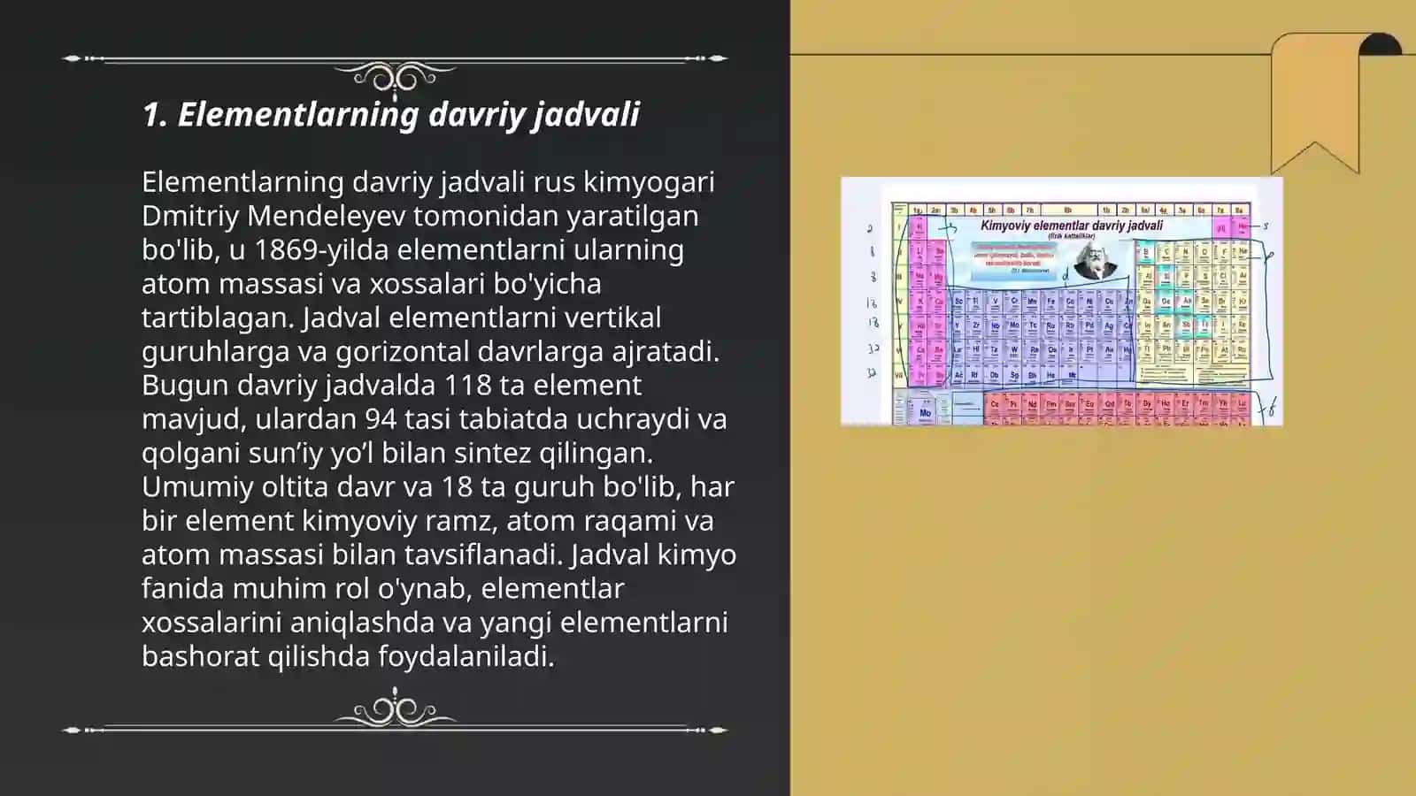 Elementlarning davriy sistemada joylashgan oʻrni 3