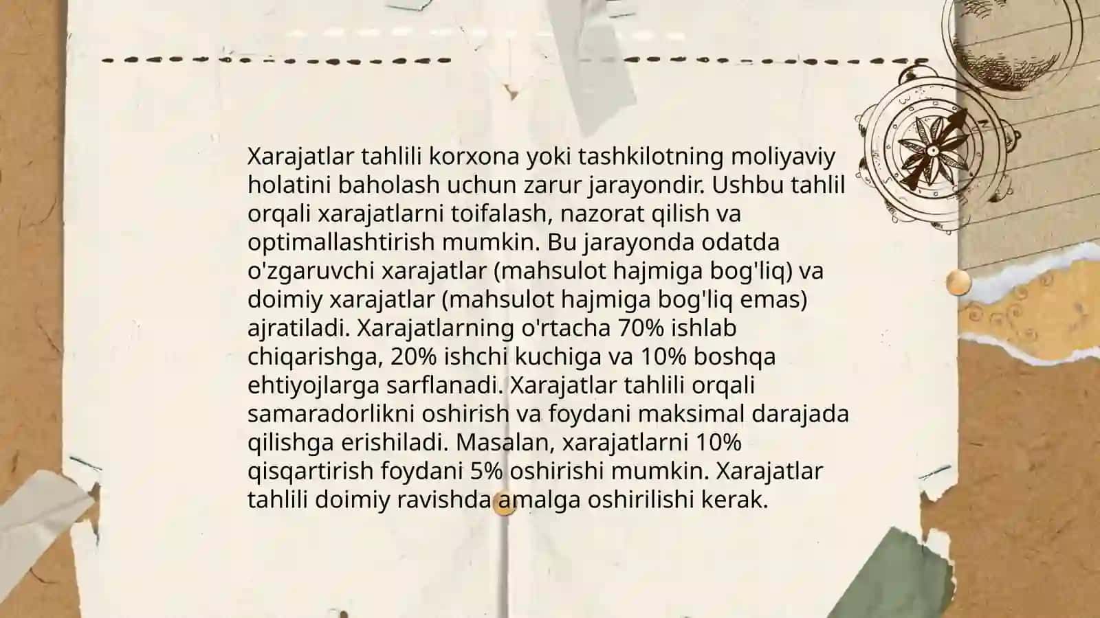 Xarajatlar va foyda hajmini tahlili 3