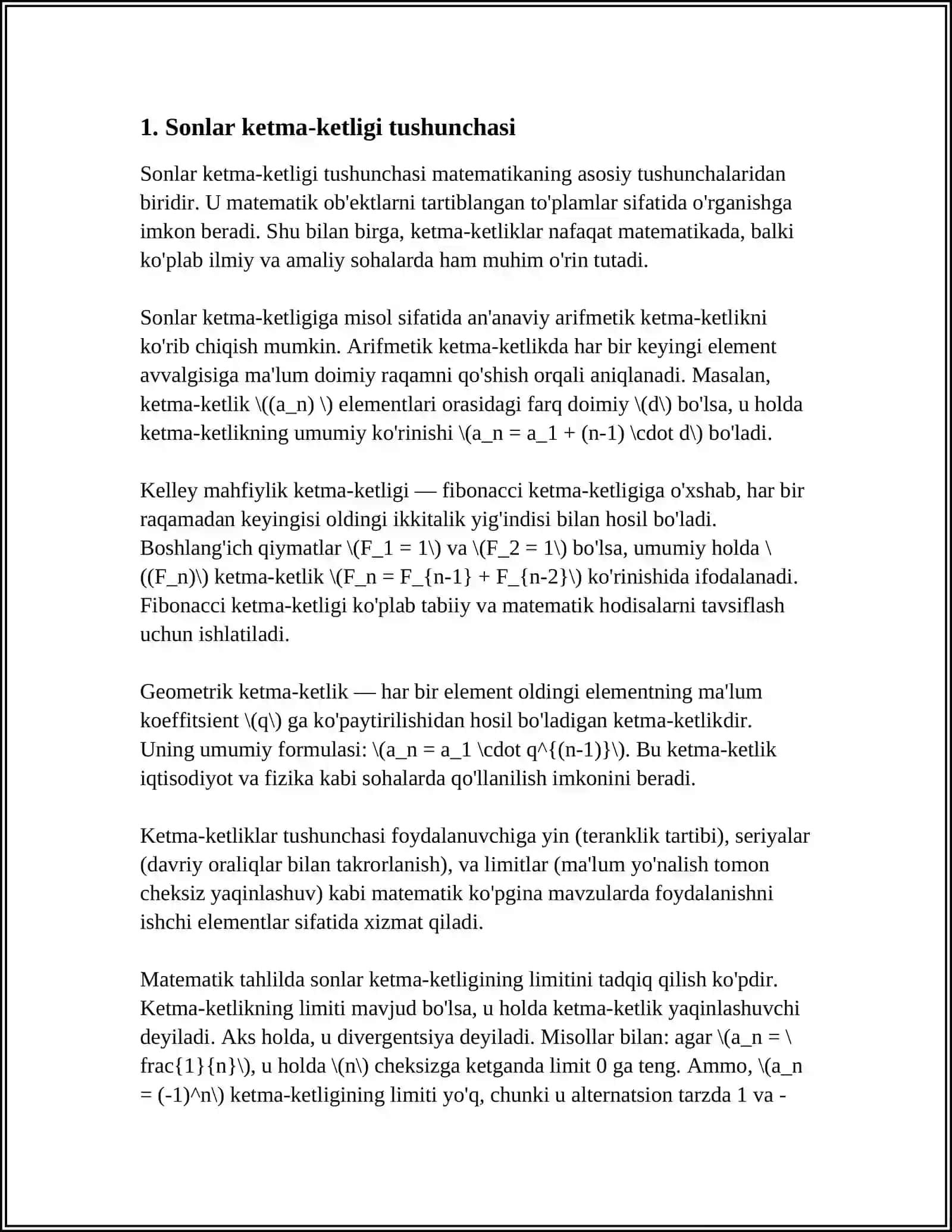 SONLAR KETMA-KETLIGI VA ULARNI OʻRGANISH METODIKASI 3