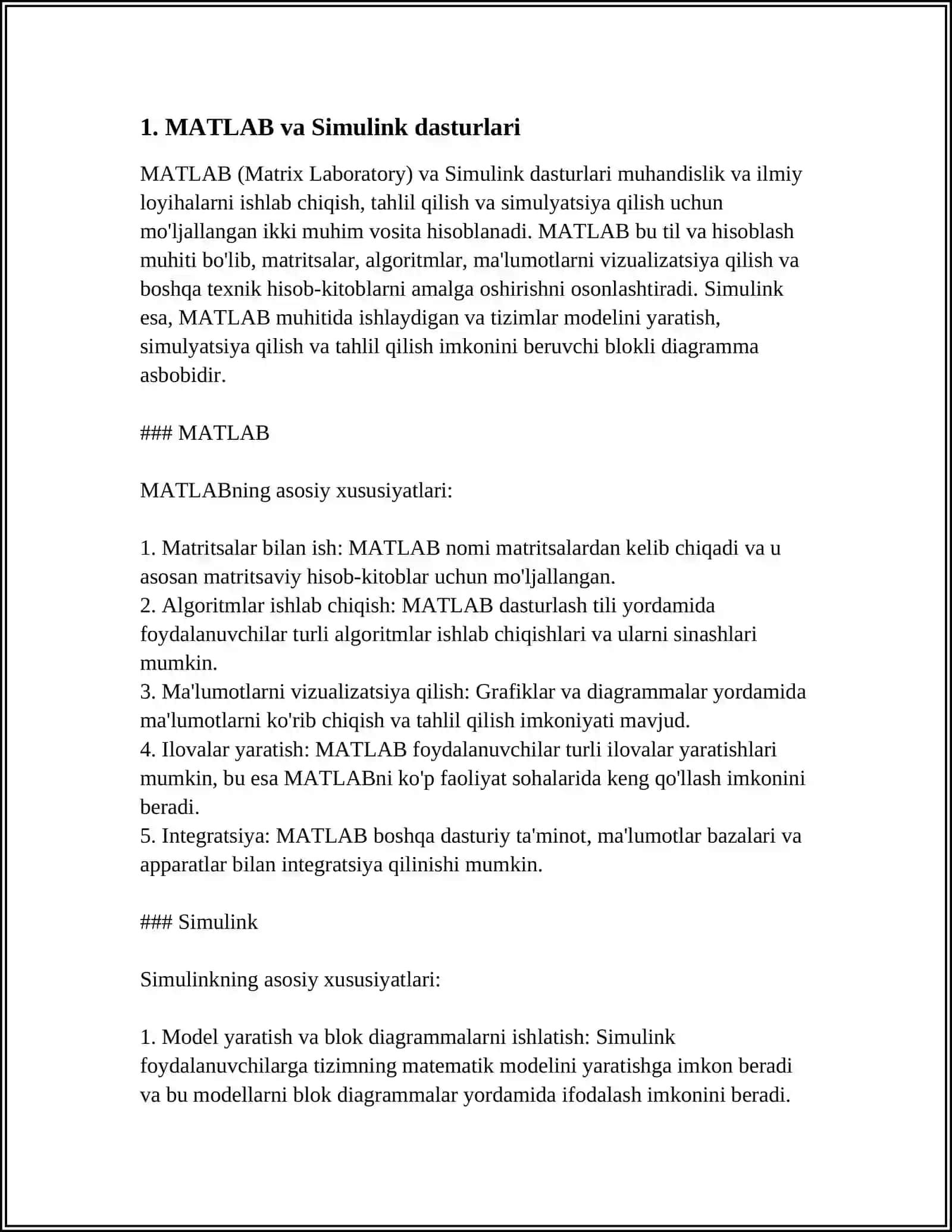 MATLAB va Simulink dasturlari 3