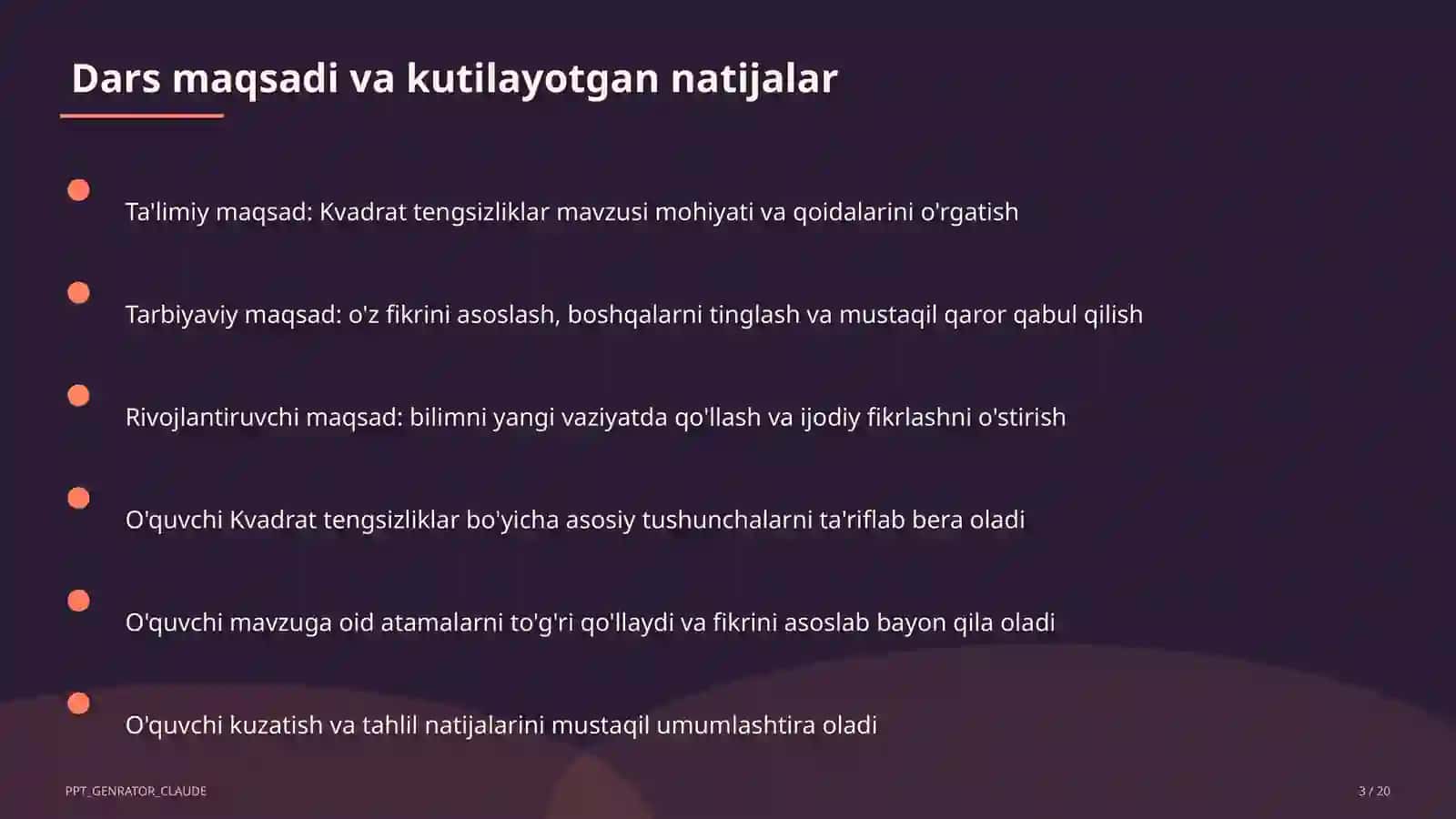 Kvadrat tengsizliklar (9-sinf) 3