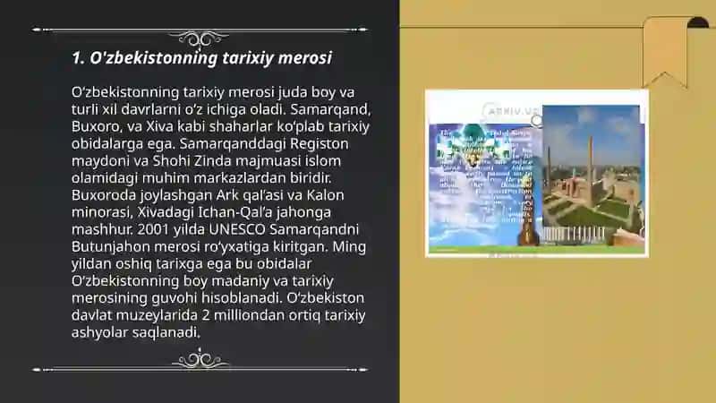 O'zbekistonning tarixiy merosi 3