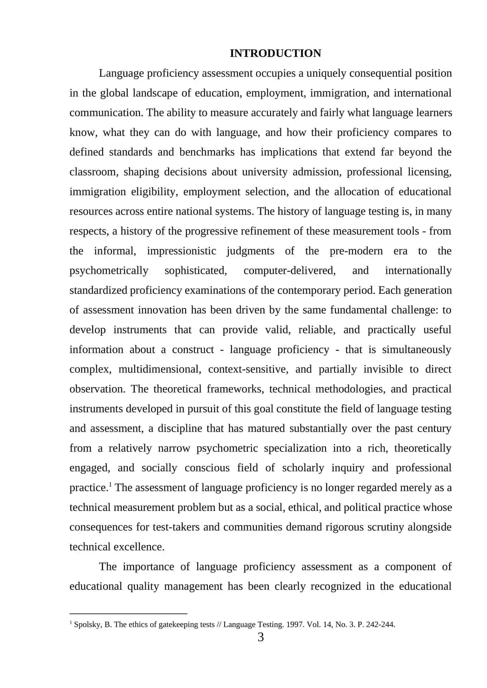 COURSE WORK: ASSESSING LANGUAGE PROFICIENCY: TOOLS AND METHODS 3