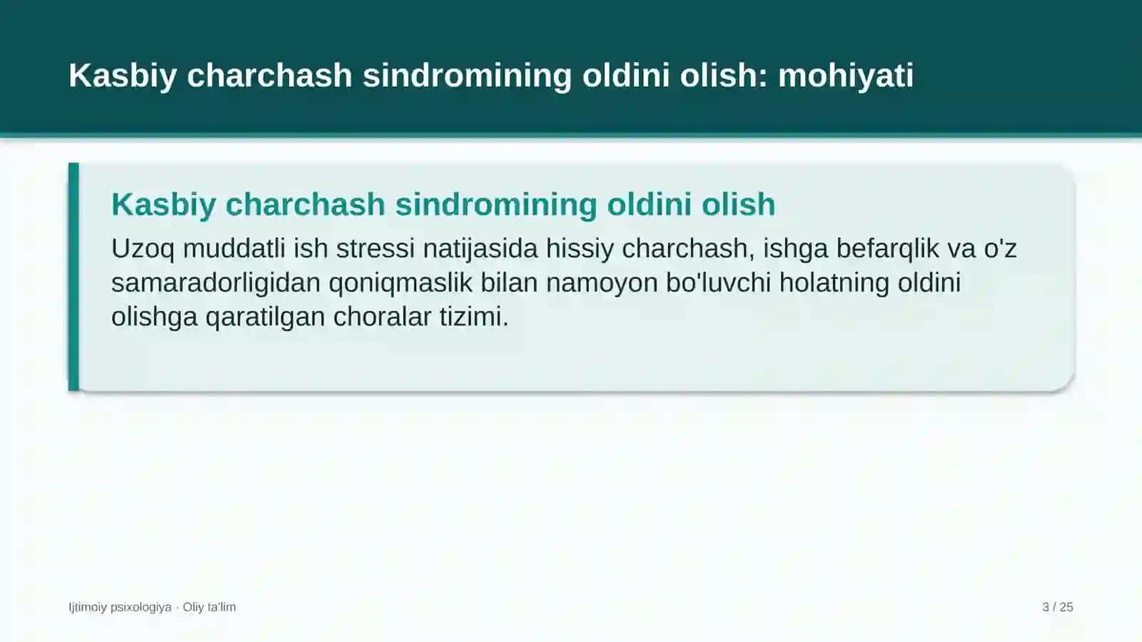 Sholichilikda kasbiy charchash sindromining oldini olish 3