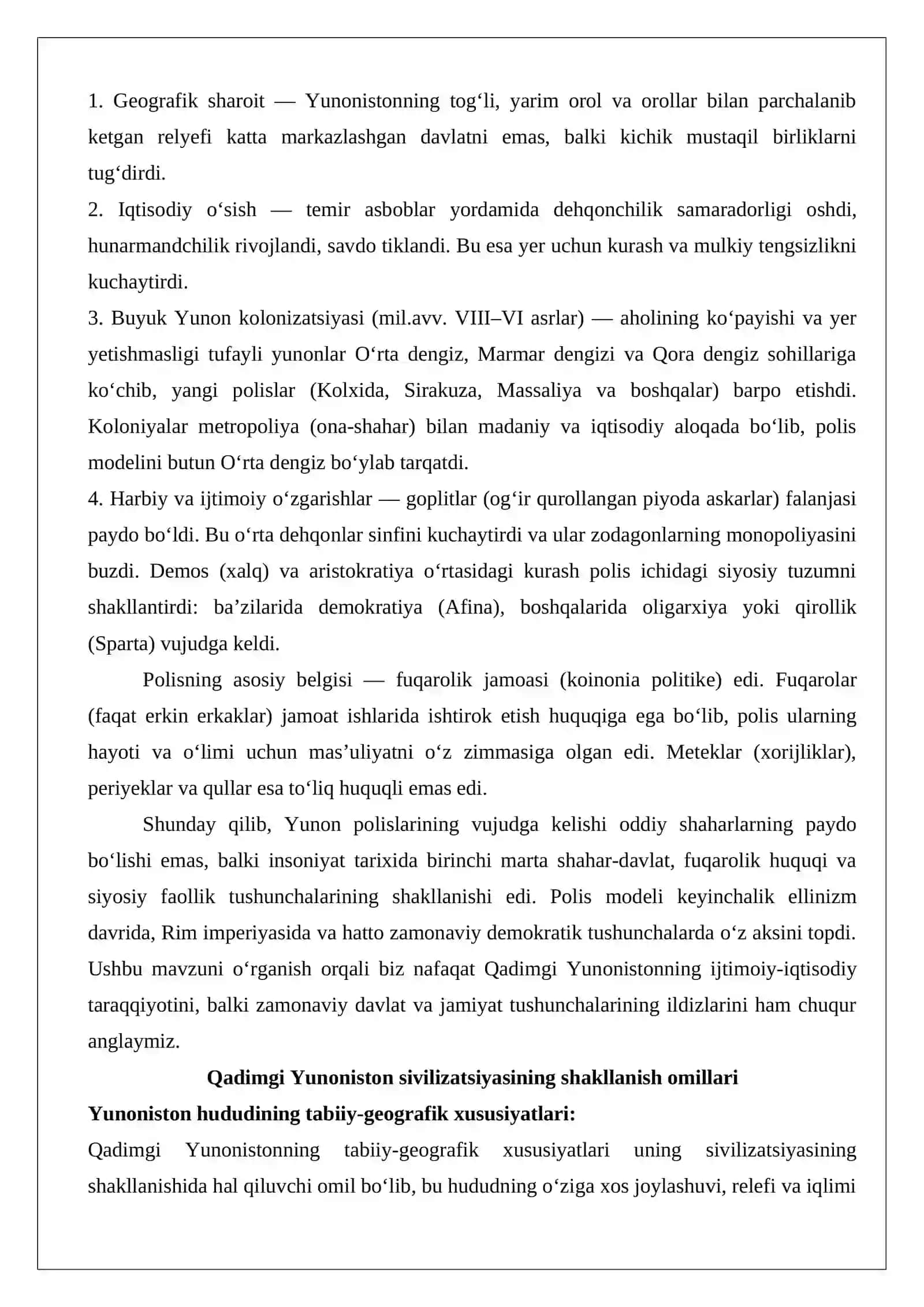 Yunon polislarining vujudga kelishi 3
