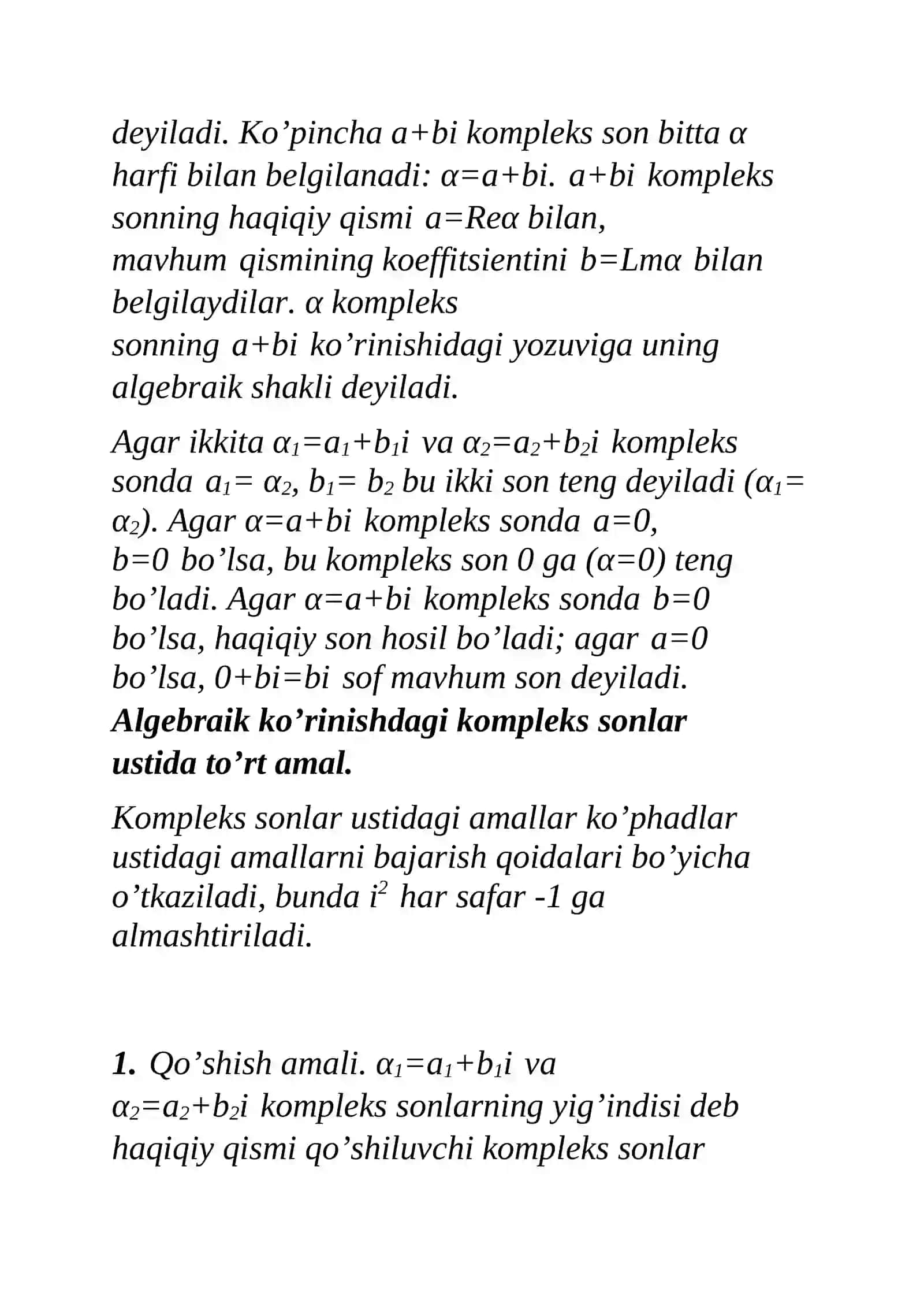 Kompleks sonlar 3