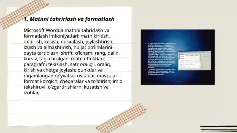 Microsoft Word dasturining imkoniyatlari 3