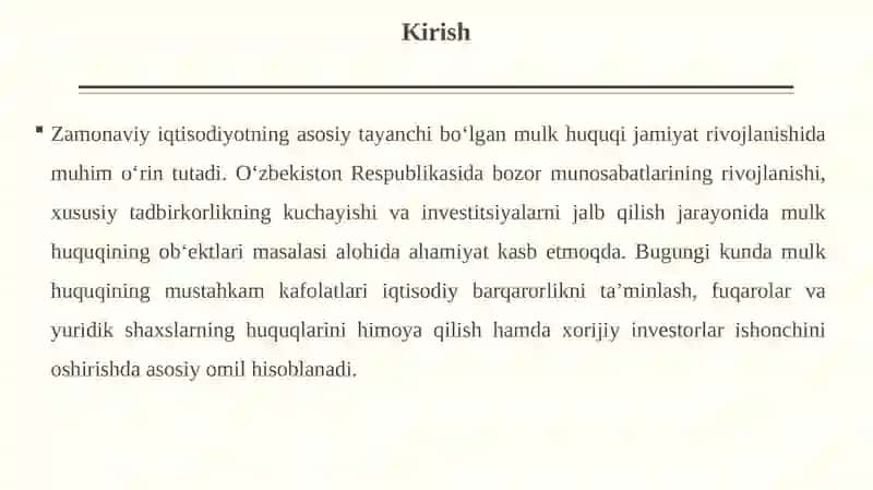 MULK HUQUQINI OB’EKTLARI 3