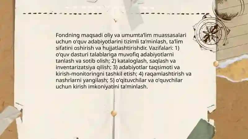 Oʻquv adabiyotlari fondini tashkil etish 3