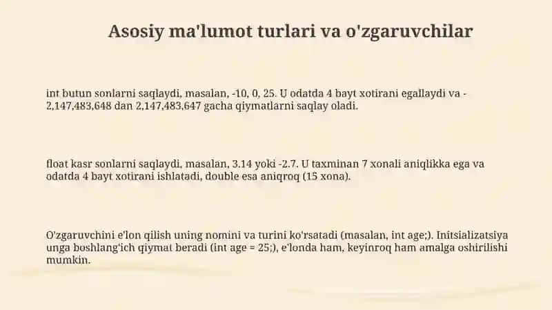 C++da asosiy malumot yaratish 3