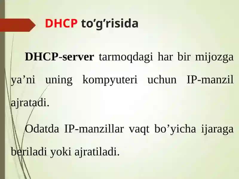 DHCP tarmoq protokoli 3