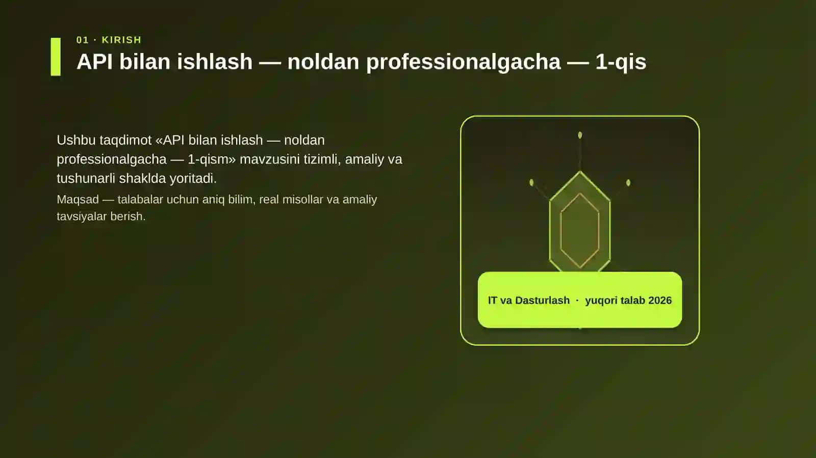 API bilan ishlash — noldan professionalgacha — 1-qism 3
