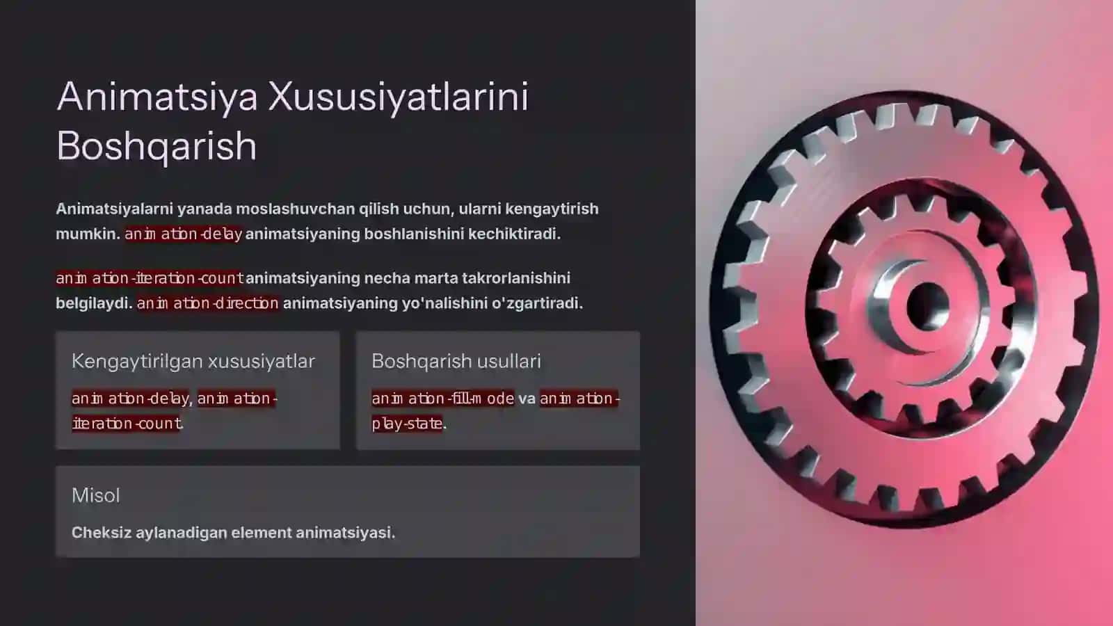 CSS3 Imkoniyatlari: Animatsiyalar, Gradientlar, Transformatsiyalar va Shaffoflik 3