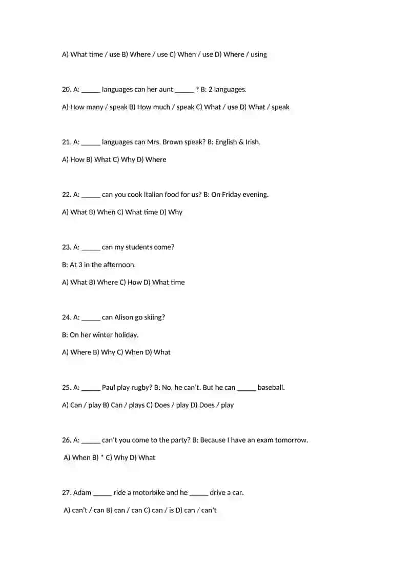 English Language Test 3