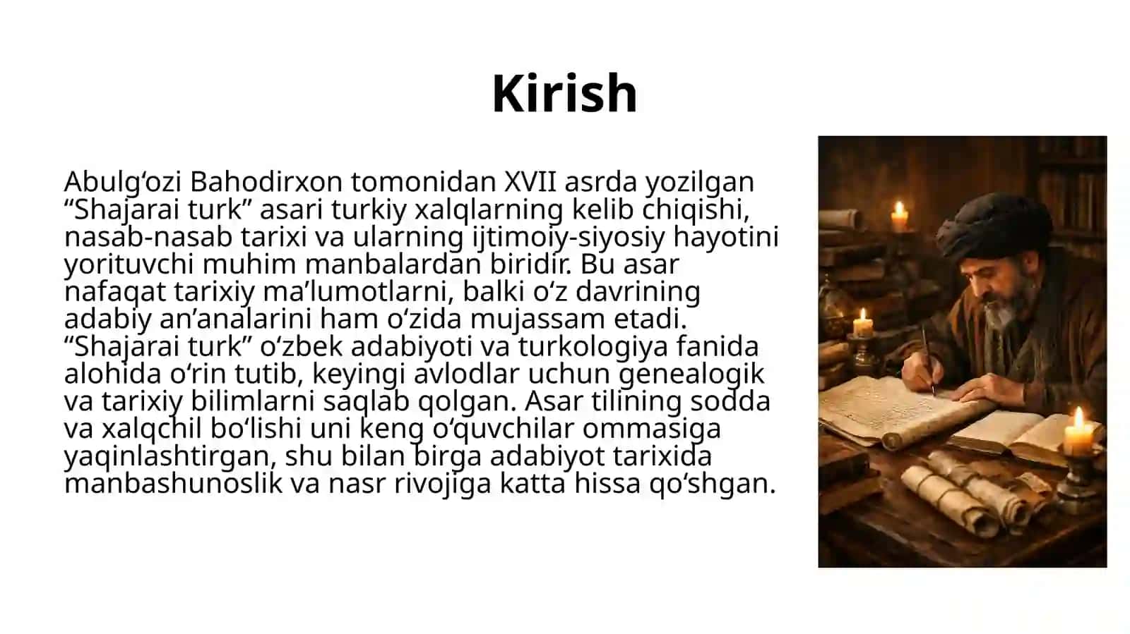 "Shajarai turk" asarining adabiyot tarixidagi o’rni 3