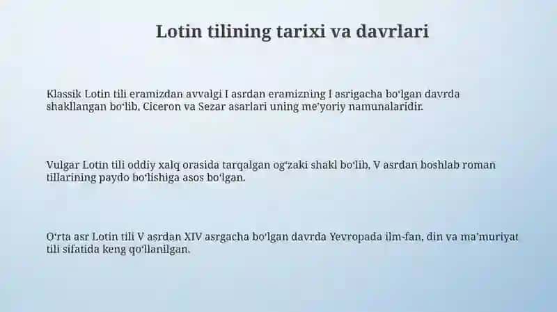 Lotin tilining tarixi va evolyutsiyasi 3