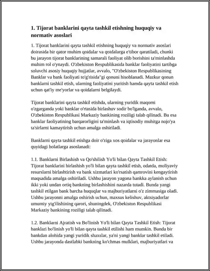 TIJORAT BANKLARI FAOLIYATINI QAYTA TASHKIL ETISH SHAKLLARI 3