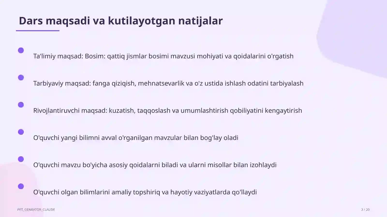Bosim: qattiq jismlar bosimi (6-sinf) 3