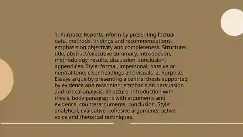 Writing Reports and essays- distinguish purpose, structure, and style 3
