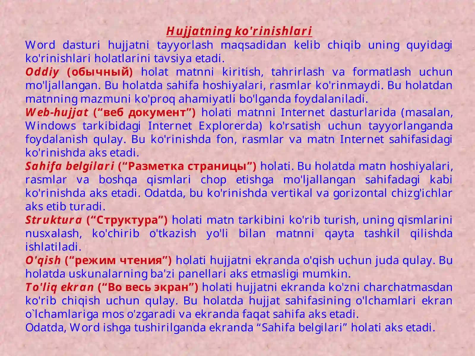 Wordda matn yozish qoidalari 3