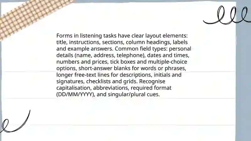 Forms in Listening Tasks 3
