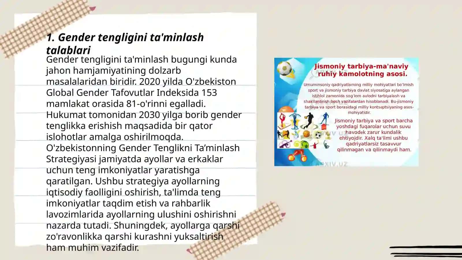 Gender tarbiya usullarini tanlashga qóyiladigan talablar. Gender tarbiya asosida óquvchilar shaxsini har tomonlama kamol toptirish 3