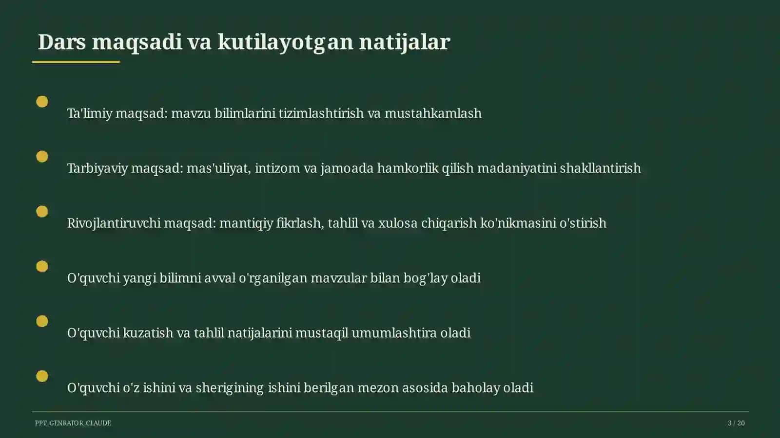 Sinf soati va tarbiyaviy tadbirlar (1– 11) 3