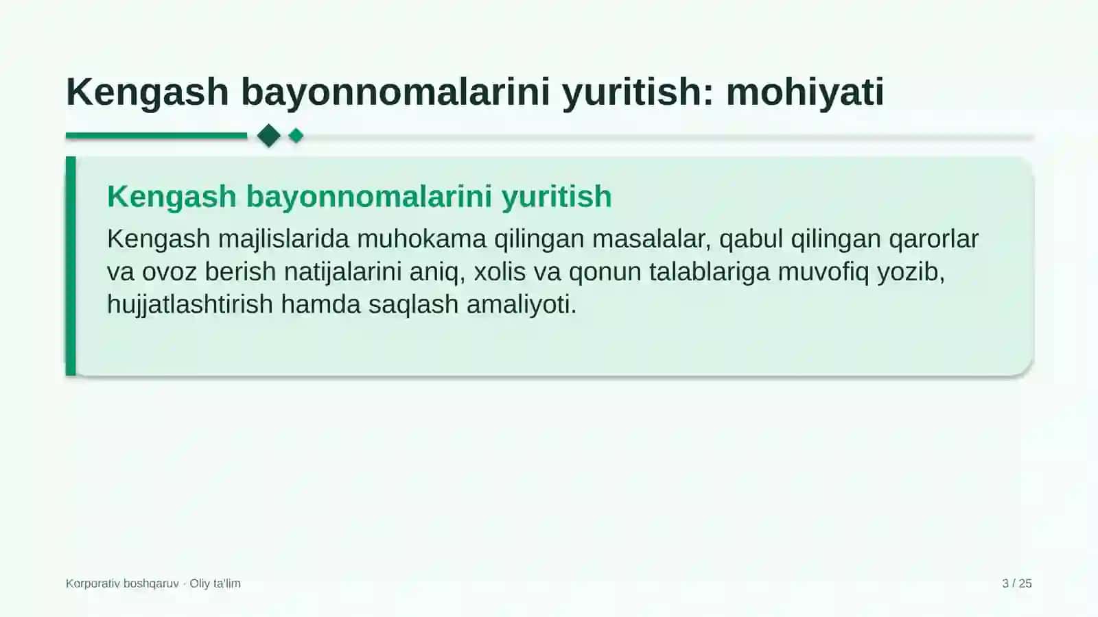 Ekstremal turizmda kengash yig'ilishlari bayonnomalarini yuritish 3