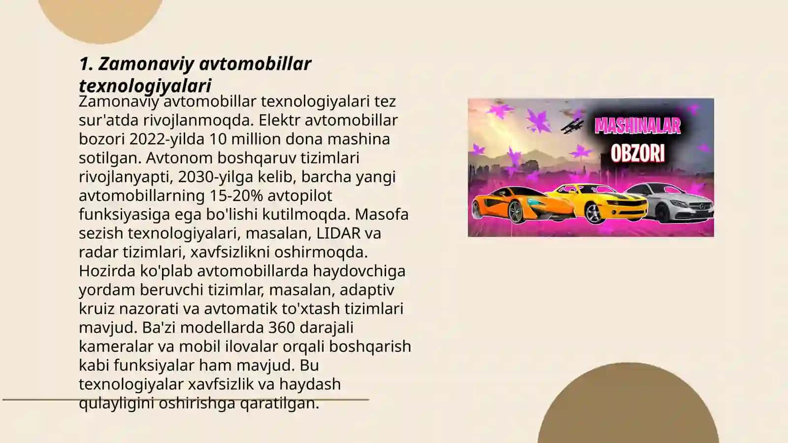 Zamonaviy avtomobillar texnologiyalari 3
