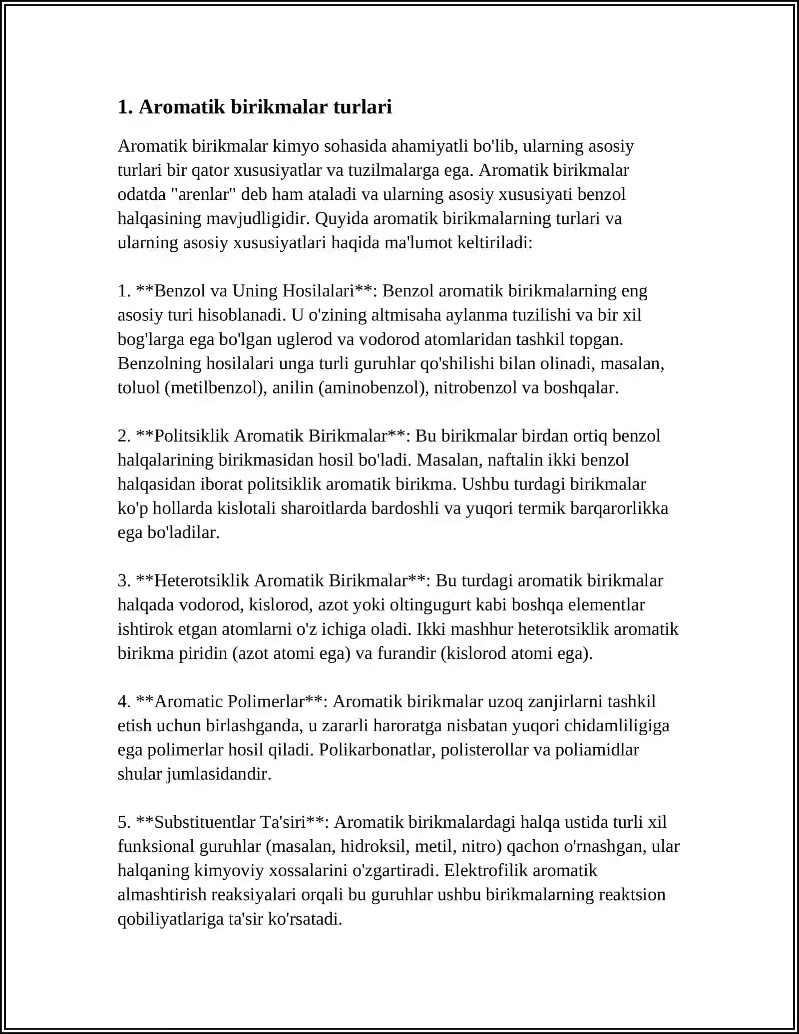 AROMATIK BIRIKMALAR.AROMATIK BIRIKMALARNING SNIFLANISHI 3