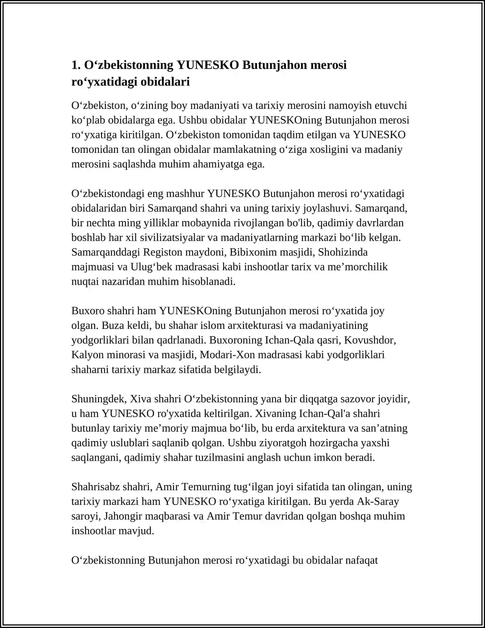 O'ZBEKISTON VA YUNESKO 3