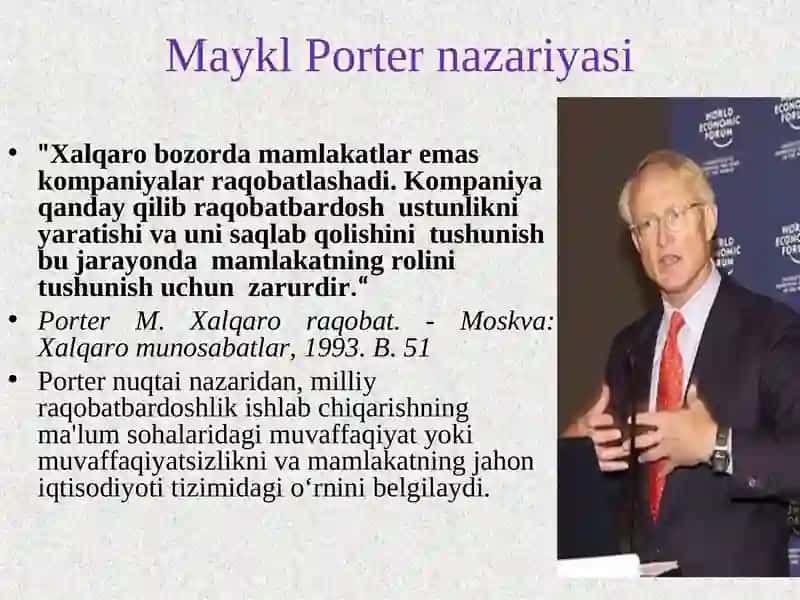 Xalqaro raqobat ustunligi: Porter modelireja 3