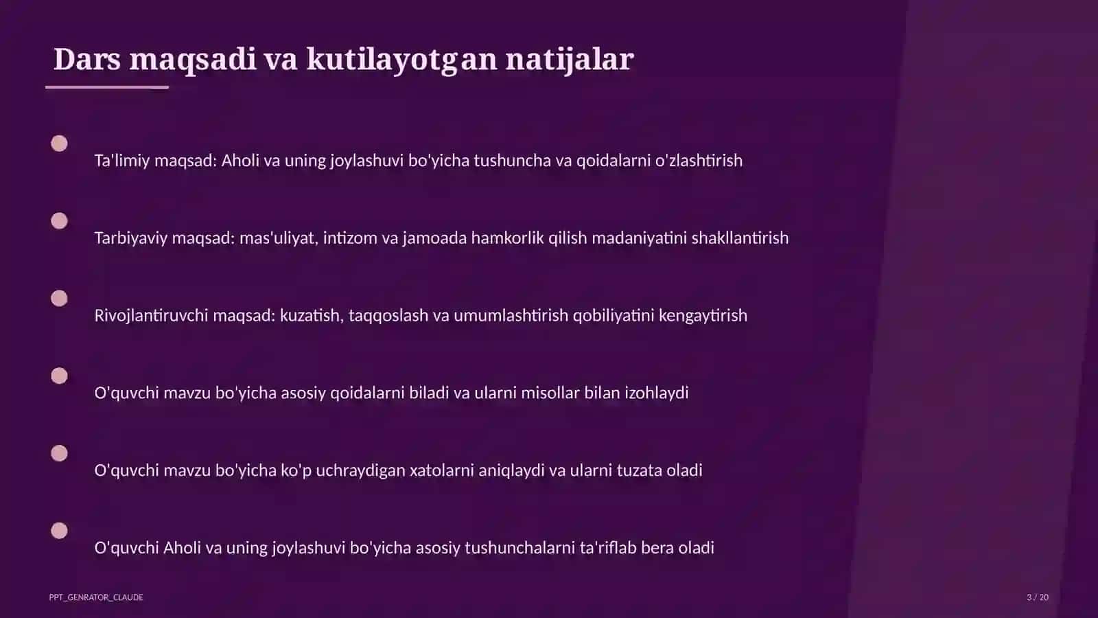 Aholi va uning joylashuvi (6-sinf) 3