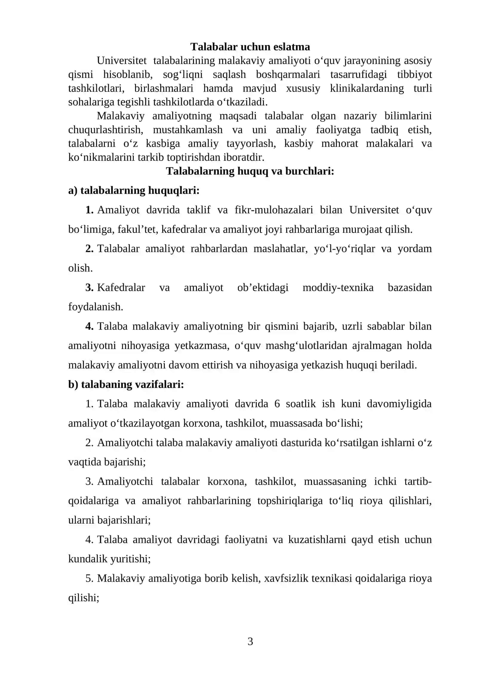 Amaliyot O‘tash Bo‘yicha Kurs 3