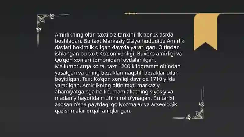 Amirlikning oltin taxti 3