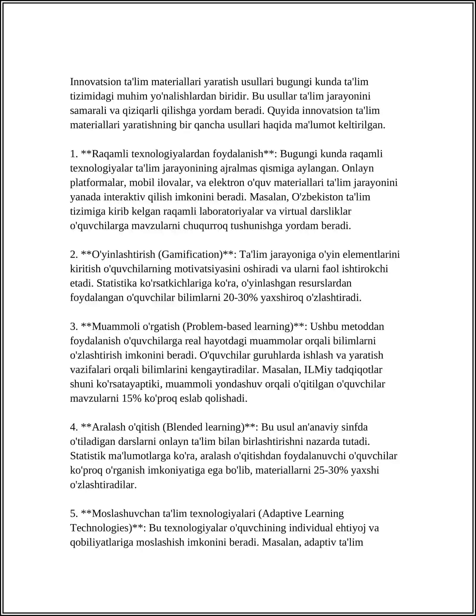 BOSHLANGʻICH TAʼLIMDA OʻQUV MATERIALLARNI TAYYORLASHGA KREATIV YONDASHUV VA ULARNI SAMARALI TAYYORLASH TAMOILLARI 3