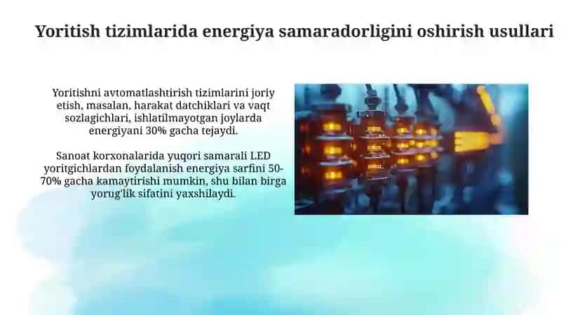 Sanoat korxonalarida yoritish elektr ta'minoti 3