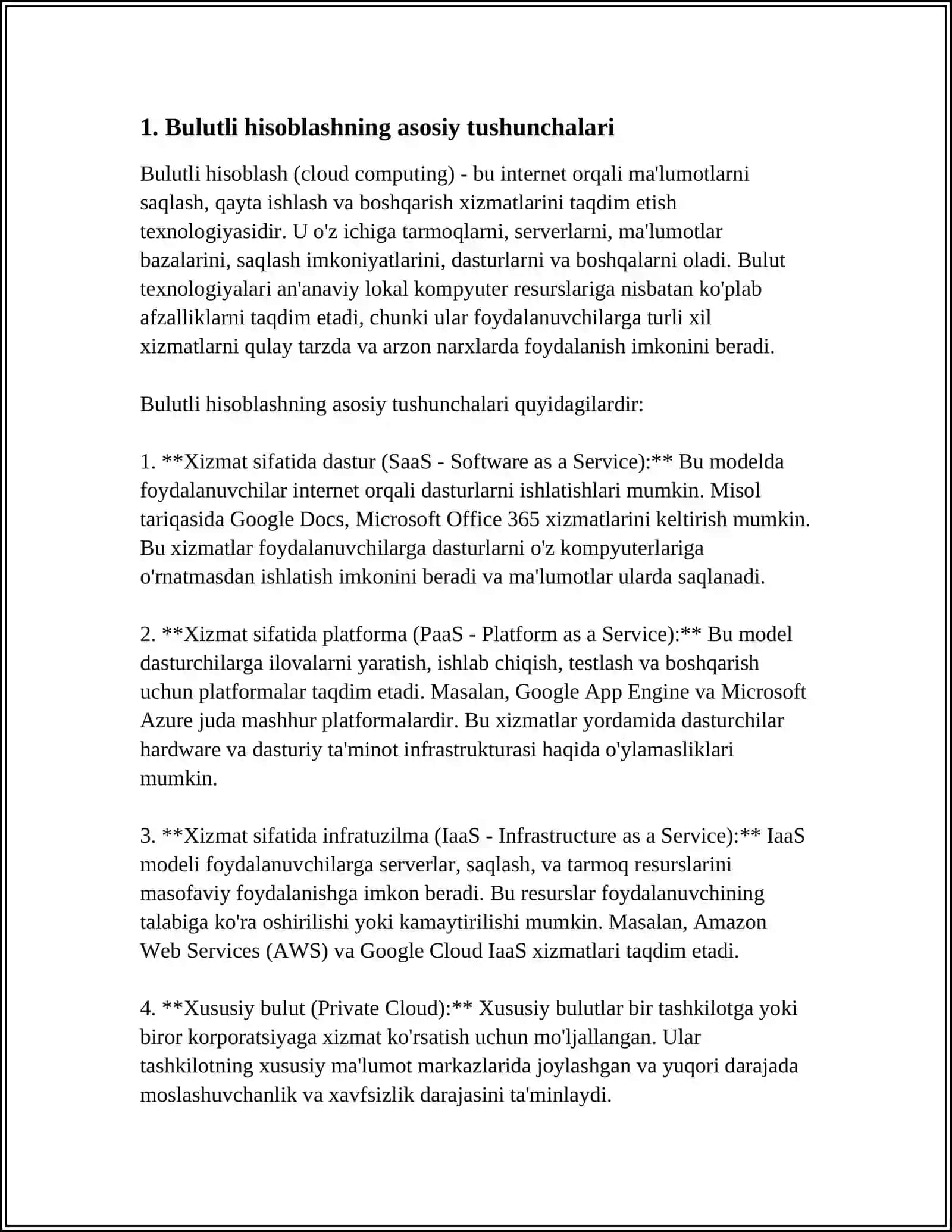 BULUTLI HISOBLASHLARDA (CLOUD COMPUTING) VA UNING IMKONIYATLARI 3