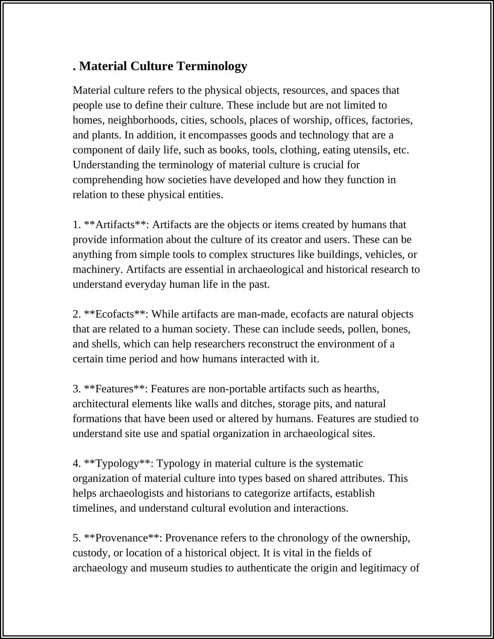 Material Culture Terminology 3