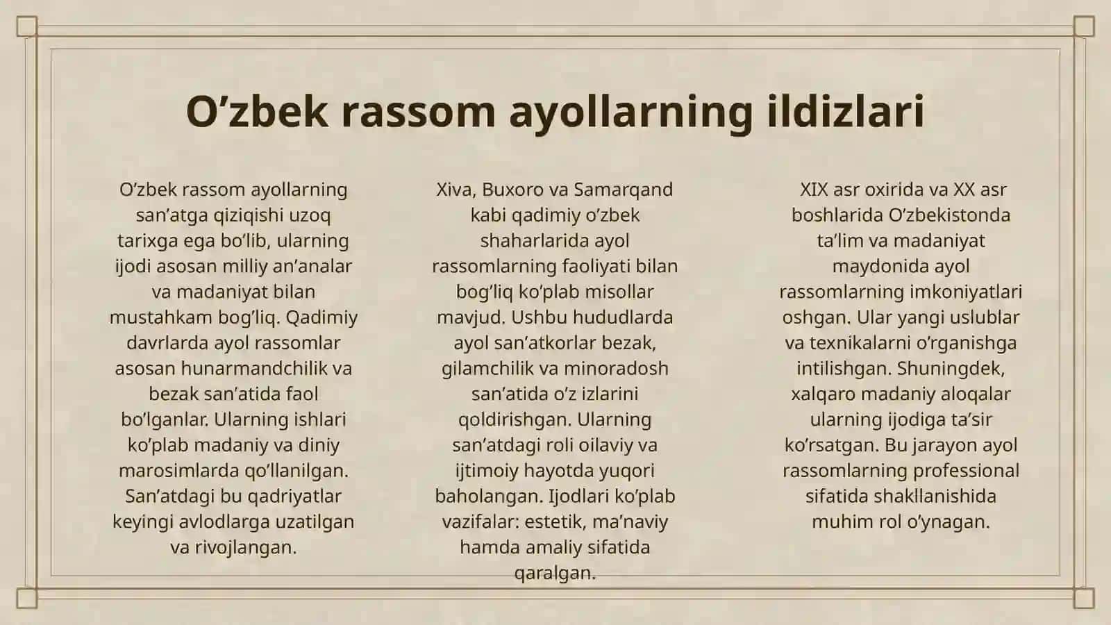 O’ZBEK RASSOM AYOLLARI 3