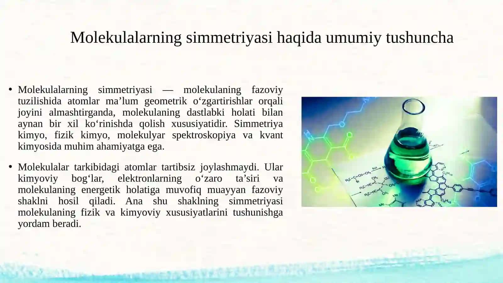 Molekulalarning simmetriyasi. Simmetriya elementlari va ularni modellarda topish 3